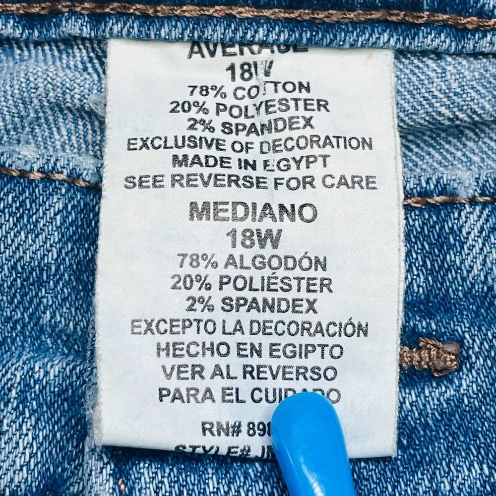 Just My Size JMS Skinny Jeans Womens 18W M Plus Size Blue Stretch Denim Casual - Picture 4 of 14